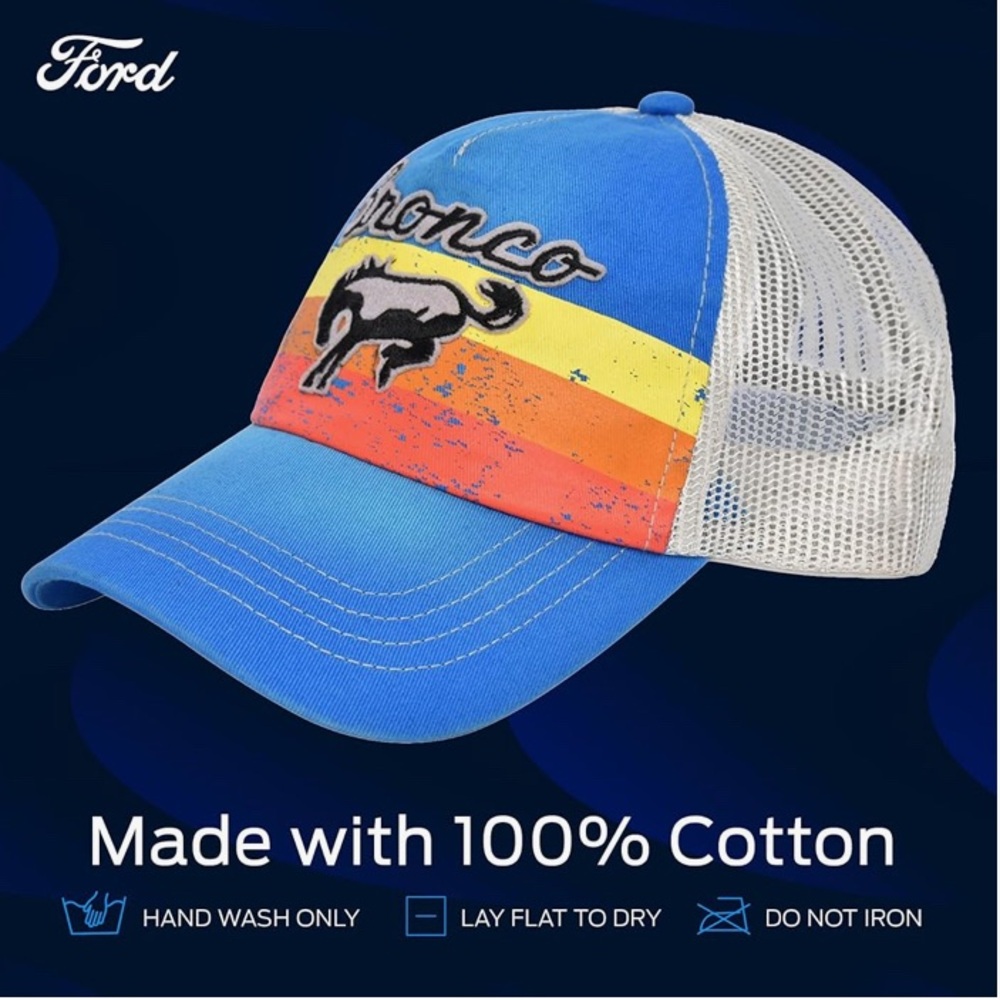 Concept One Ford Bronco Washed Cotton Adjustable Trucker Hat EUC